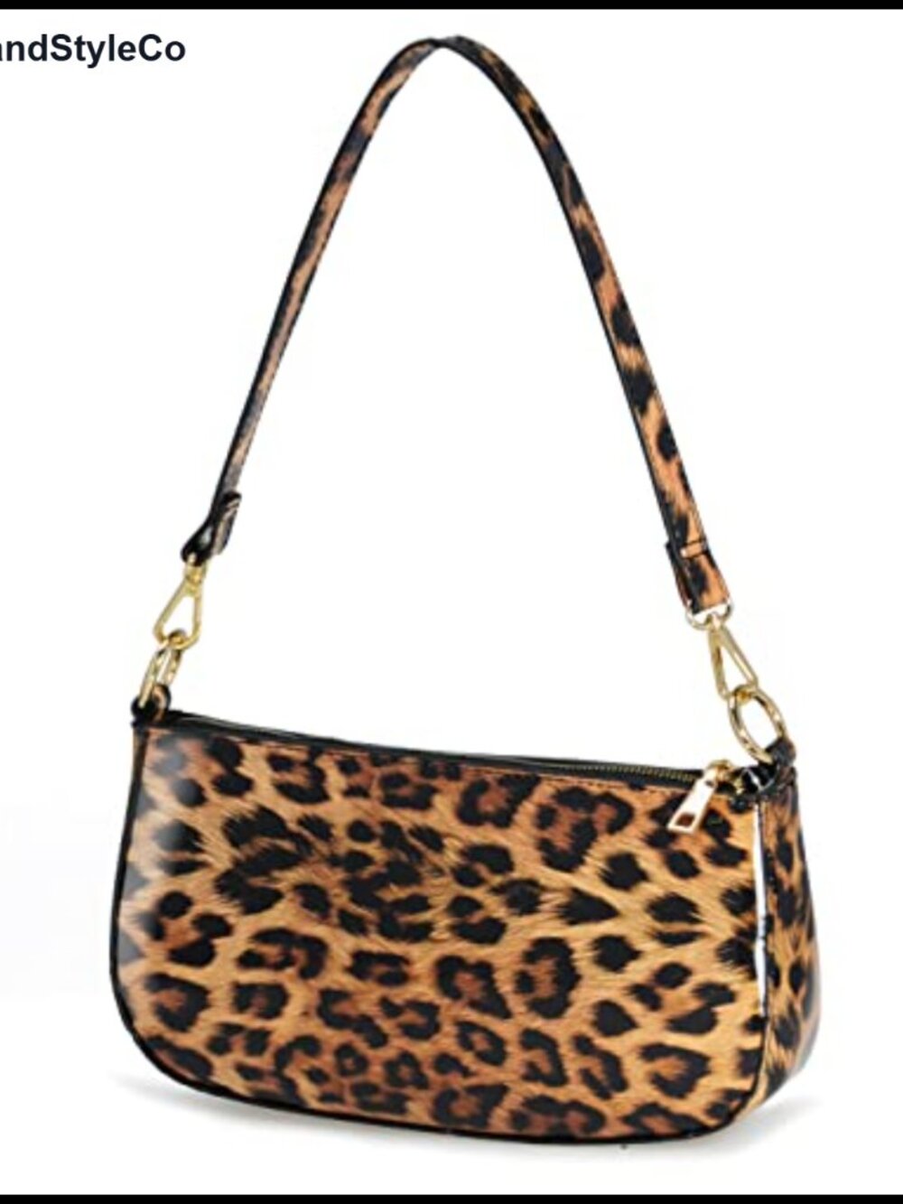 Leopard Glossy Faux Leather Clutch Crossbody Bag with Detachable Chain Strap